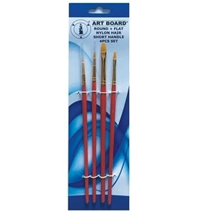 ArtBoard - Nylon Brush Set 4pcs (Red Handle)