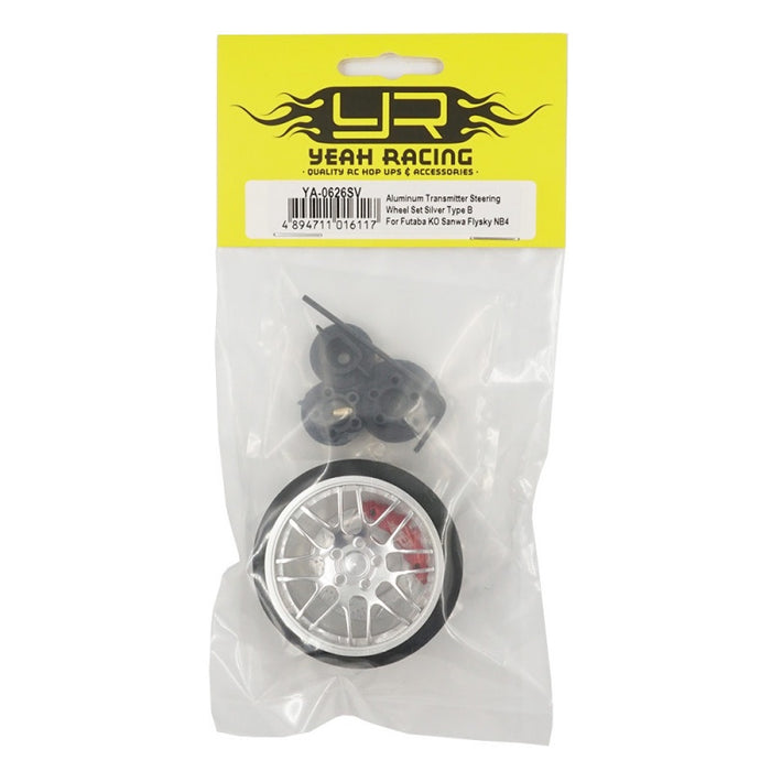 Yeah Racing - Aluminum Transmitter Steering Wheel Set Silver Type A For Futaba KO Flysky (#)