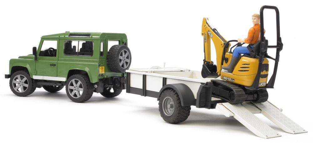 Bruder - Land Rover Def. w/Trailer, JCB Exc. & Worker – Jix Hobbies