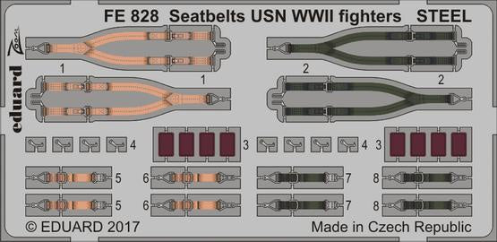 Eduard - 1/48 Seatbelts USN WWII fighters STEEL (Color Photo-etched) FE828