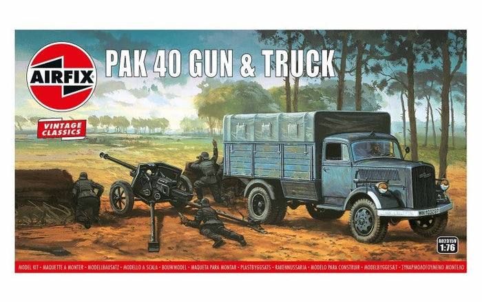 Airfix - 1/76 PAK 40 75mm Anti-Tank Gun & Truck (Vintage Classics)