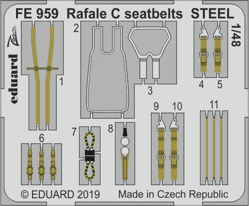 Eduard - 1/48 Rafale C Seatbelts STEEL (Color Photo-etched)(for Revell) FE959