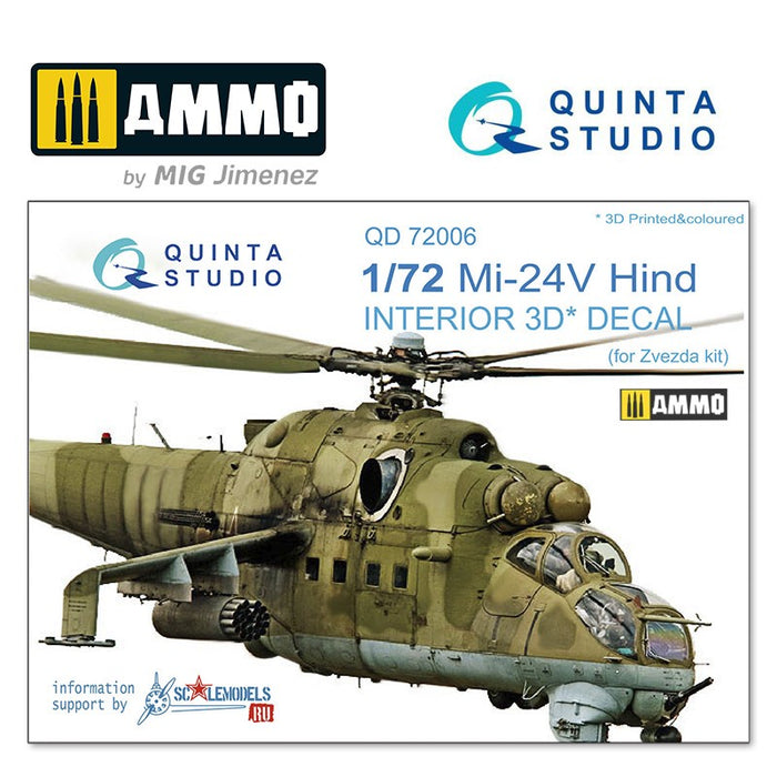 Quinta Studio QD72006 - 1/72 Mi-24V  3D-Coloured Interior  (for Zvezda)