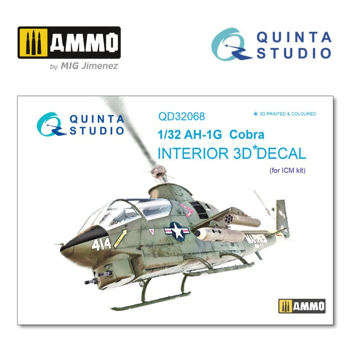 Quinta Studio QD32068 - 1/32 AH-1G Cobra 3D-Coloured Interior (for ICM kit)