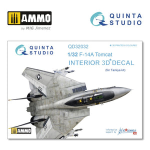 Quinta Studio QD32032 - 1/32 F-14A  3D-coloured Interior (for Tamiya)