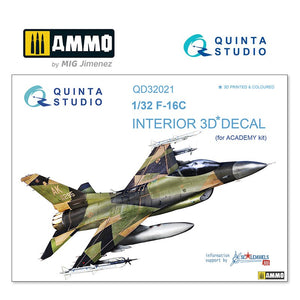 Quinta Studio QD32021 - 1/32 F-16C  3D-coloured Interior (for Academy)