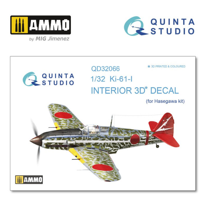 Quinta Studio QD32066 - 1/32 Ki-61-I 3D-Coloured Interior (for Hasegawa kit)