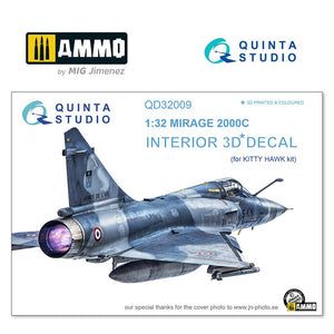 Quinta Studio QD32009 - 1/32 Mirage 2000C  3D-coloured Interior (for Kitty Hawk)
