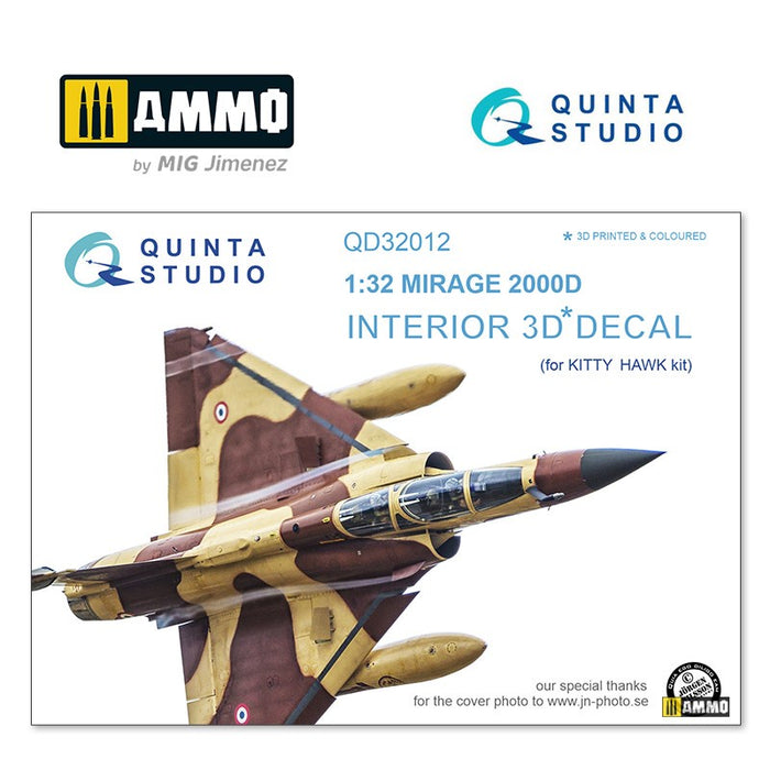 Quinta Studio QD32012 - 1/32 Mirage 2000D  3D-coloured Interior (for Kitty Hawk)