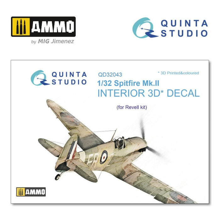 Quinta Studio QD32043 - 1/32 Spitfire Mk. II  3D-coloured Interior (for Revell)