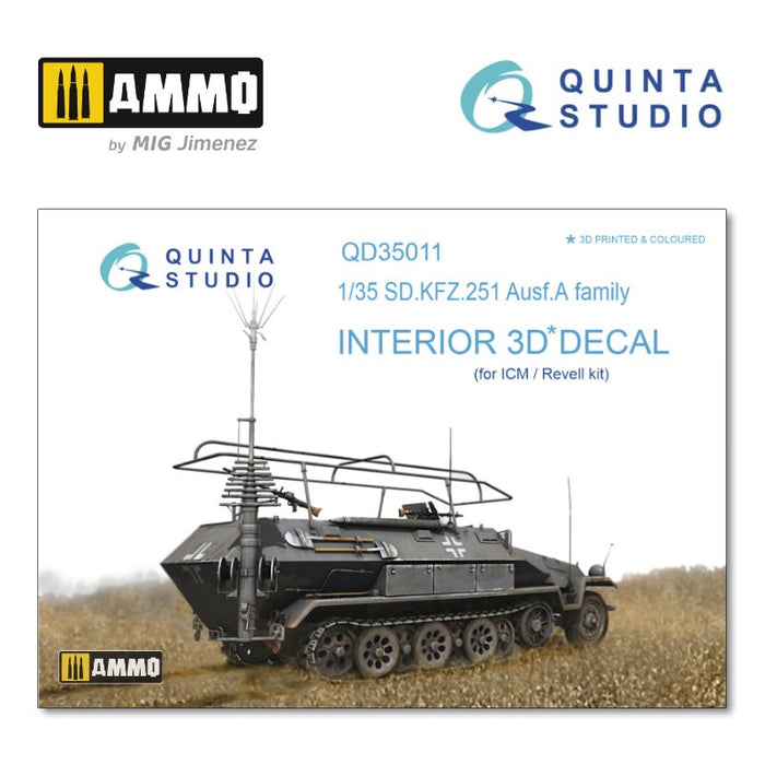 Quinta Studio QD35011 - 1/35 KFZ 251 Ausf.A 3D-Coloured Interior (for ICM kit)