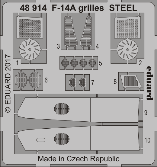 Eduard - 1/48 F-14A Grilles STEEL (for Tamiya) 48914