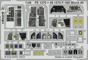Eduard - 1/48 F-16D Block 40 (Color Photo-etch) (for Kinetic) FE1370