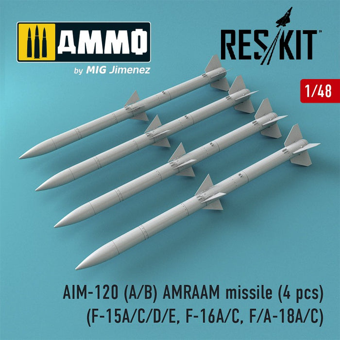 Reskit - 1/48 AIM-120 (A/B) AMRAAM missile (4 pcs) (RS48-0086)