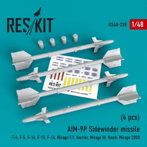 Reskit - 1/48 AIM-9P Sidewinder Missile (4 pcs)  (RS48-0238)