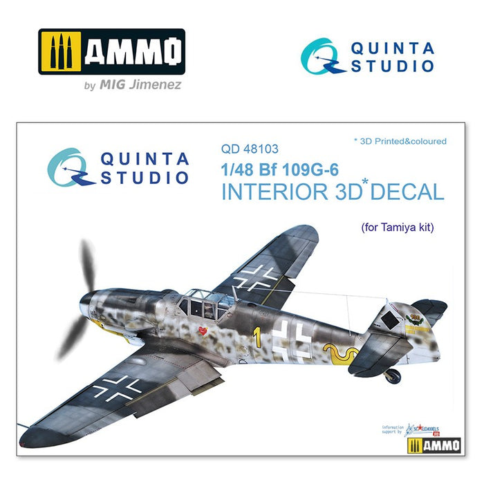 Quinta Studio QD48103 - 1/48 Bf 109G-6 3D-Coloured Interior (for Tamiya kit)