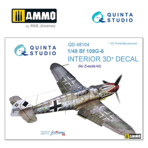 Quinta Studio QD48104 - 1/48 Bf 109G-6 3D-Coloured Interior (for Zvezda kit)