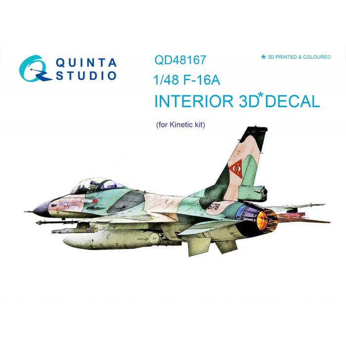Quinta Studio QD48167 - 1/48 F-16A 3D-Coloured Interior (for Kinetic kit)