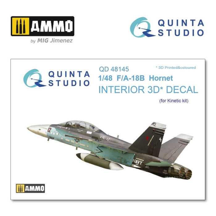 Quinta Studio QD48145 - 1/48 F/A-18B  3D-coloured Interior (for Kinetic)