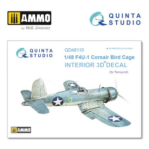Quinta Studio QD48110 - 1/48 F4U-1 Corsair (Bird cage) 3D-Coloured Interior (for Tamiya  kit)