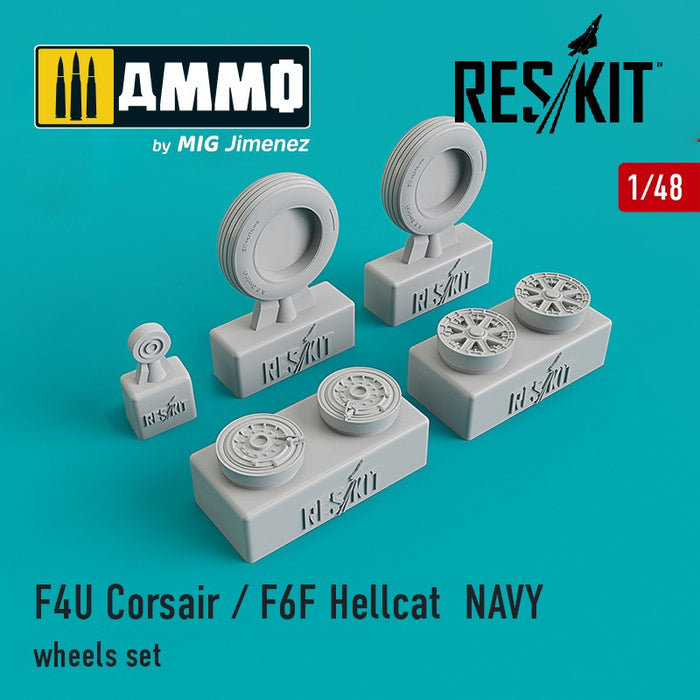 Reskit - 1/48 F4U Corsair / F6F Hellcat NAVY Wheels Set (RS48-0106)