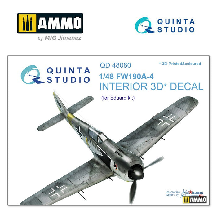 Quinta Studio QD48080 - 1/48 FW 190A-4  3D-coloured Interior (for Eduard)