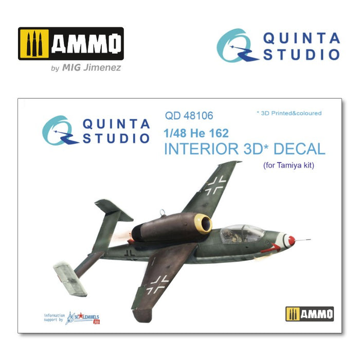 Quinta Studio QD48106 - 1/48 He-162  3D-coloured Interior (for Tamiya)