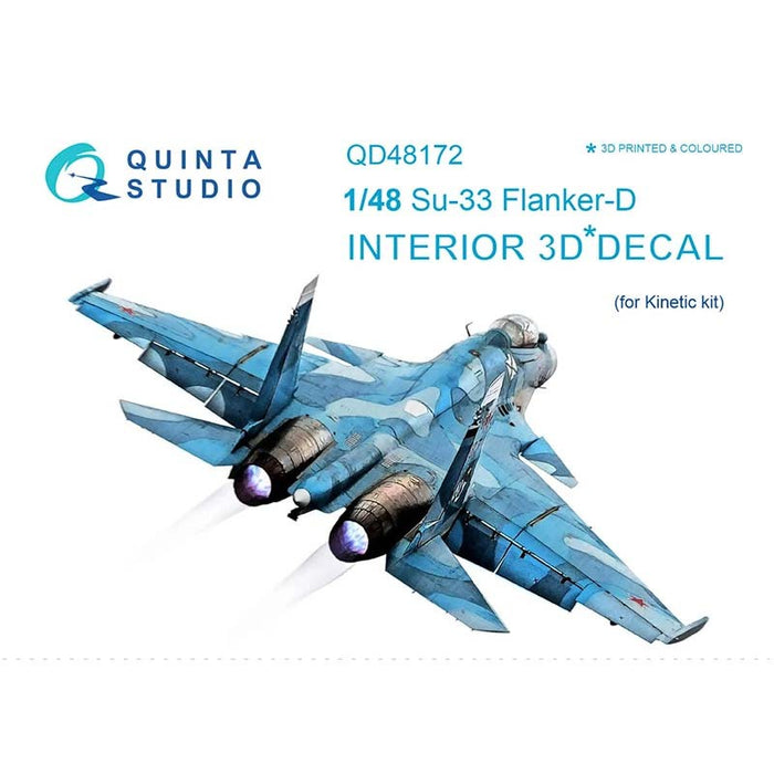Quinta Studio QD48172 - 1/48 Su-33 Flanker-D 3D-Coloured Interior (for Kinetic kit)