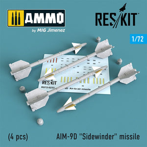 Reskit - 1/72 AIM-9D "Sidewinder" missile (4 pcs) (RS72-0233)
