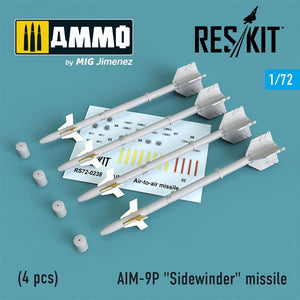Reskit - 1/72 AIM-9P "Sidewinder" Missile (4 pcs) (RS72-0238)