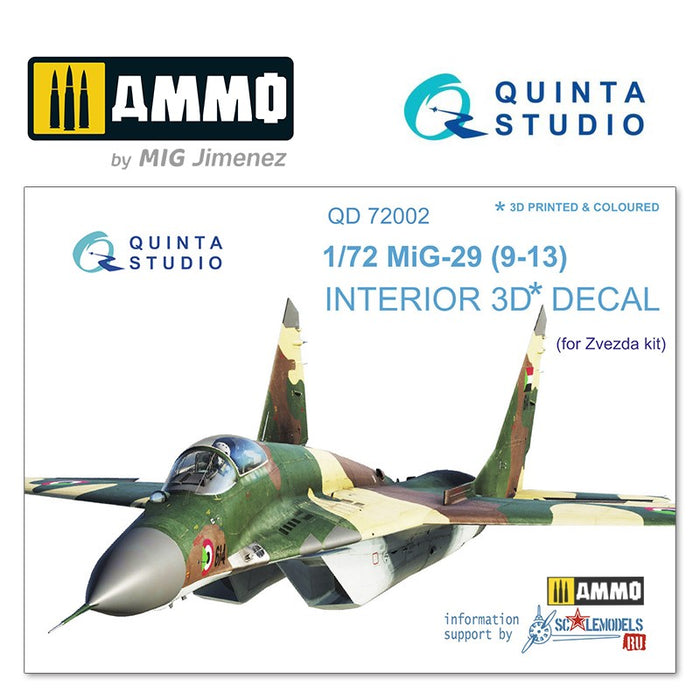 Quinta Studio QD72002 - 1/72 MiG-29 9-13  3D-Coloured Interior  (for 7278 Zvezda)