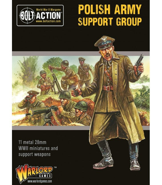 Warlord - Bolt Action  Polish Army Support Group (HQ Mortar & MMG)