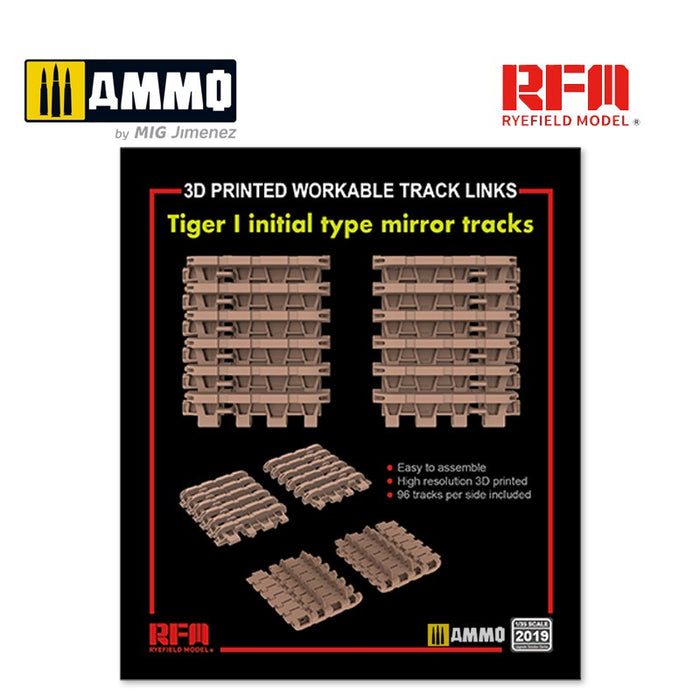 RFM - 1/35 3D Printed Workable Track Links for Tiger I Initial Type Mirror Tracks