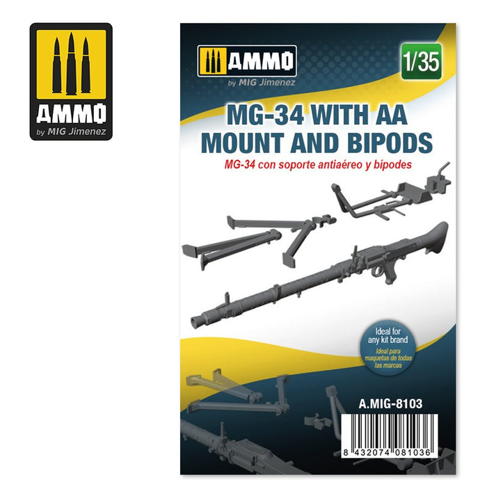 AMMO 8103 - 1/35 MG-34 with AA Mount and Bipods (Resin)