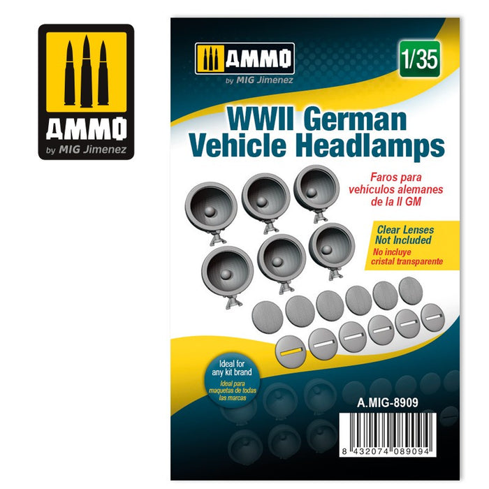 AMMO 8909 -1/35 WWII German Vehicle Headlamps (Resin)