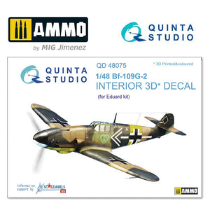 Quinta Studio QD48075 - 1/48 Bf-109G-2  3D-coloured Interior (for Eduard)