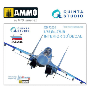 Quinta Studio QD72020 - 1/72 Su-27UB  3D-coloured Interior (for Zvezda)