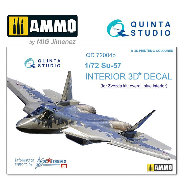 Quinta Studio QD72004 - 1/72 SU-57  3D-coloured Interior (for Zvezda) (2 version blue&grey)