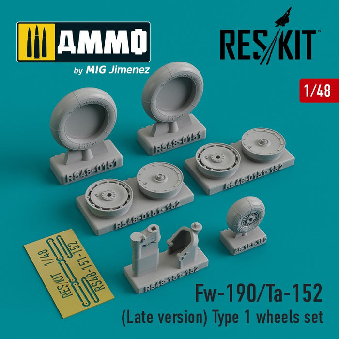 Reskit - 1/48 Fw-190/Ta-152 (Late version) Type 1 Wheels Set (RS48-0151)