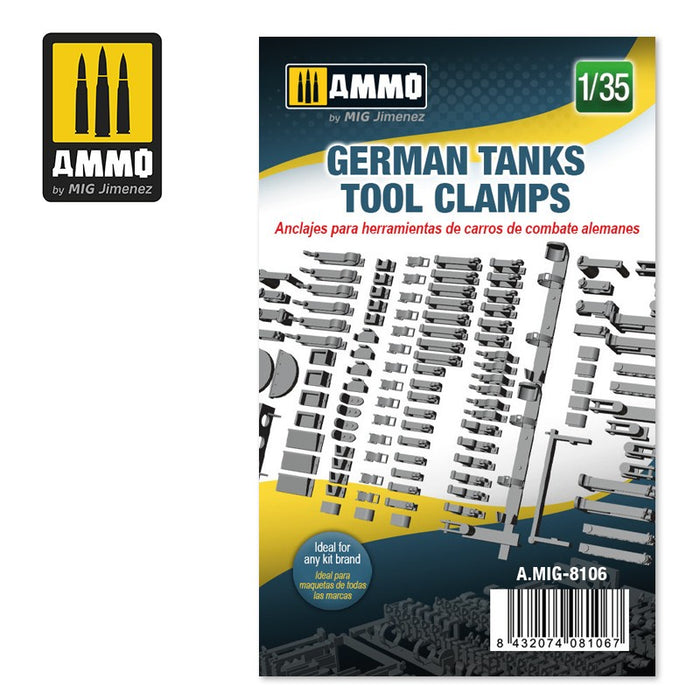 AMMO 8106 - 1/35 German Tanks Tool Clamps (Resin)