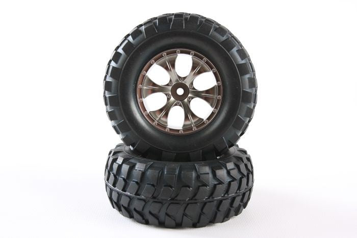 Tamiya - Rock Block Tyres w/Taper 6-Spoke Wheel (2)
