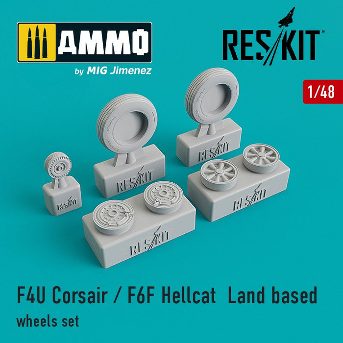 Reskit - 1/48 F4U Corsair / F6F Hellcat  Land based Wheels Set (RS48-0105)