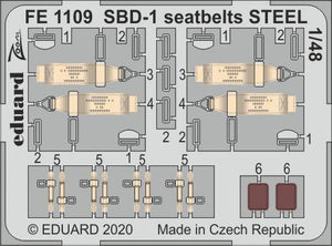 Eduard - 1/48 SBD-1 Seatbelts STEEL (Color Photo-etched)(for Academy) FE1109