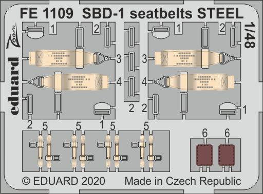 Eduard - 1/48 SBD-1 Seatbelts STEEL (Color Photo-etched)(for Academy) FE1109