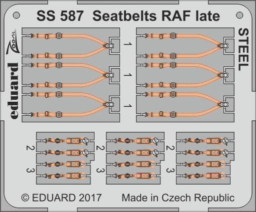 Eduard - 1/72 Seatbelts RAF Late STEEL (Color Photo-etched) SS587