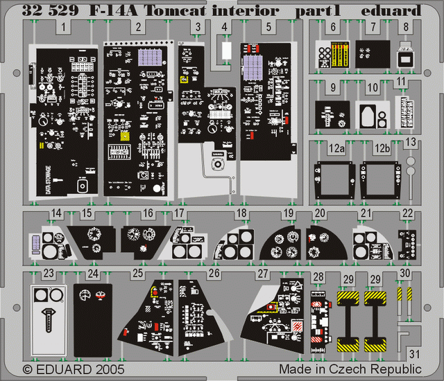 Eduard - 1/32 F-14A interior (Color photo-etched)(for Tamiya) 32529