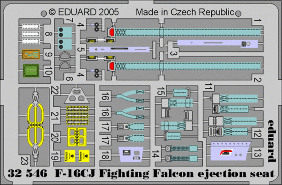 Eduard - 1/32 F-16CJ ejection seat (Color photo-etched)(for Tamiya) 32546