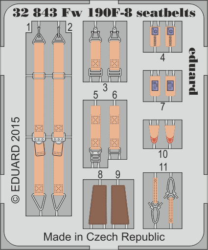 Eduard - 1/32 Fw 190F-8 Seatbelts (Color photo-etched) (for Revell) 32843