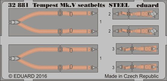 Eduard - 1/32 Tempest Mk.V Seatbelts STEEL (Color photo-etched) (for Special Hobby) 32881
