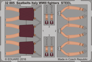 Eduard - 1/32 Seatbelts Italy WWII fighters STEEL (Color photo-etched) 32885